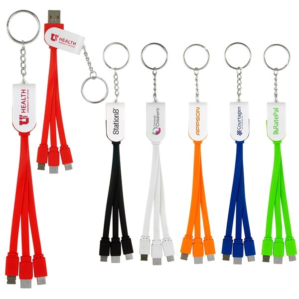 Swivel 3- In -1 Keychain Cable With Type C Usb
