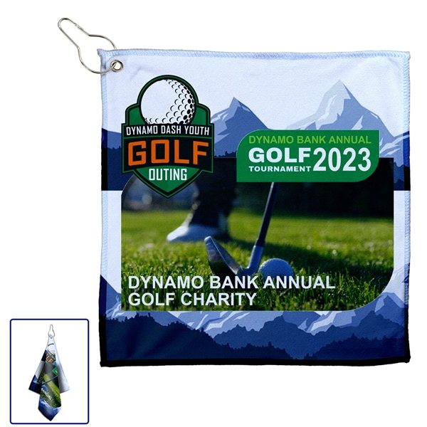 The Full Color Wedge Golf Towel 12 x 12 300GSM Thickness Full Color Sublimation Microfiber Golf Towel