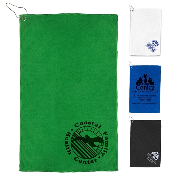 The Iron 300 GSM Heavy Duty Microfiber Golf Towel with Metal Grommet and Clip 12x18