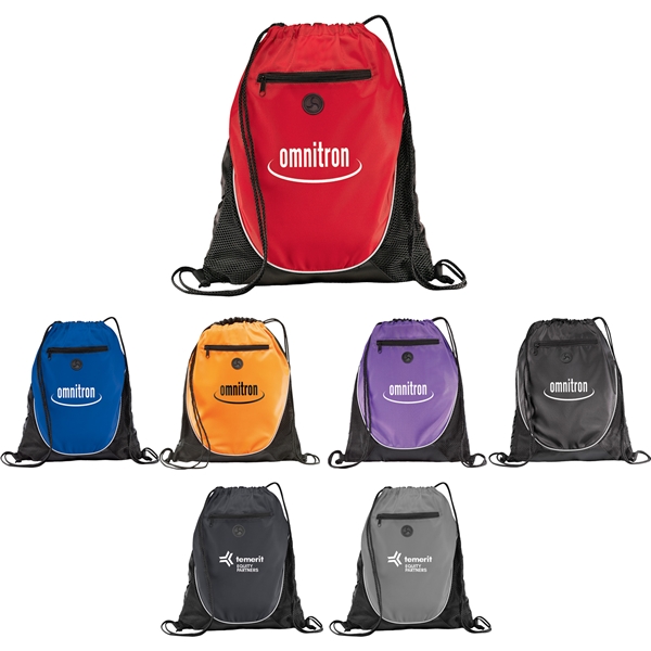 Polyester Multi Color The Peek Drawstring Cinch Backpack 14 X 17