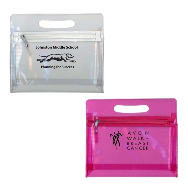 Translucent Airline Pouch / Cosmetic Case with handle and zipper closure