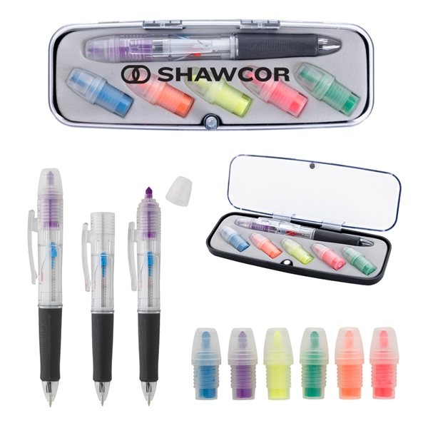 Tri - Color Pen and Highlighter Set