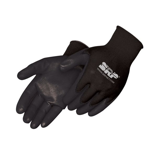 Ultra - thin Black Polyurethane Palm Coated Black Knit Gloves