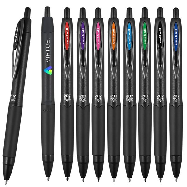 Penna Gel Retrattile Uni-ball 207 Plus+ - Punta Media 0,7 Mm, Inchiostro Blu - Confezione Da 2