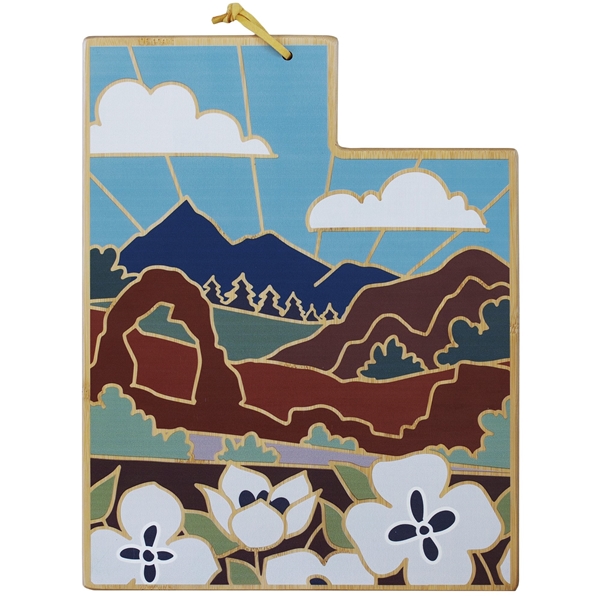 Promotional Utah State Shaped Cutting And Serving Board With Artwork By Summer Stokes