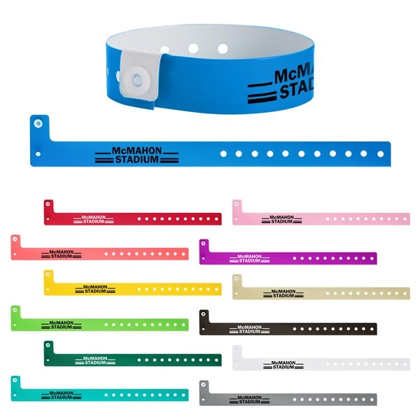 Vinyl Plastic Wristband w / Snap Closure - 14 Colors