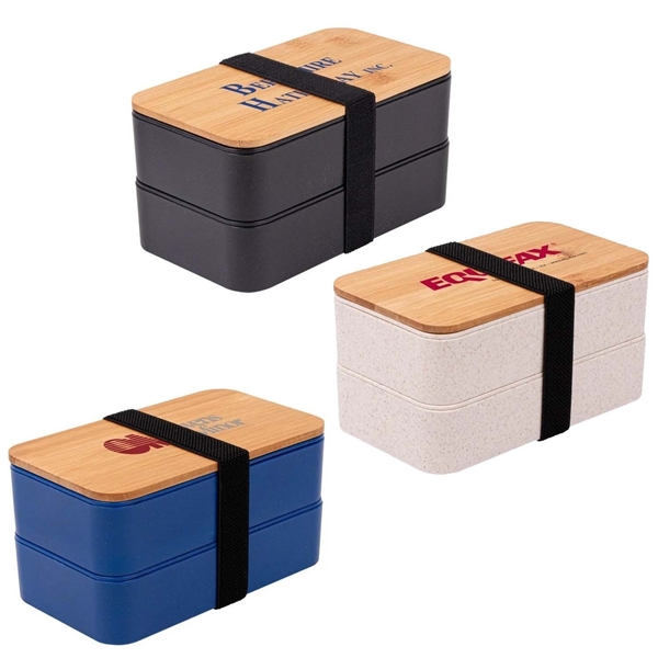 Promotional Wheat Straw Bento Box With Bamboo Lid $7.33