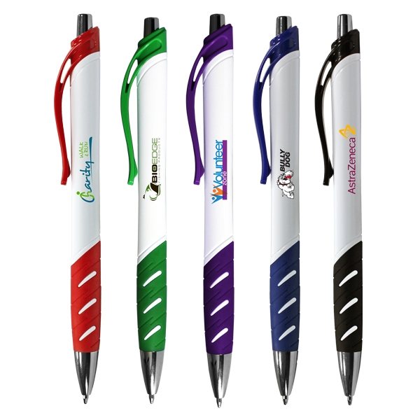 White Allure Grip Pen, Full Color Digital