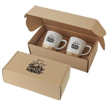 11 oz Ceramic Mugs With Removable Bamboo Coaster Gift Set