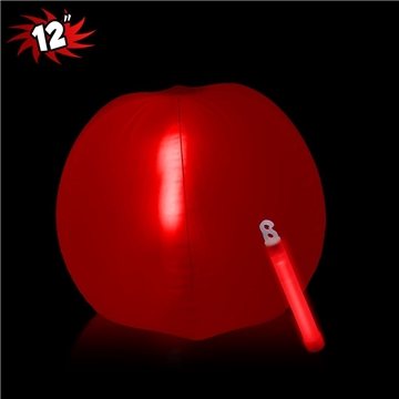 12 Inch Inflatable Beach Balls with one 6 Inch Glow Stick - Red