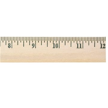12 Natural Finish Wood Ruler - English Scale