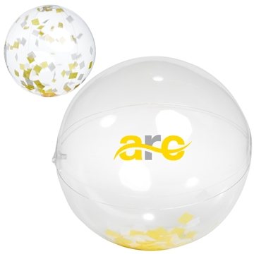 16 Yellow and White Confetti Filled Round Clear Beach Ball