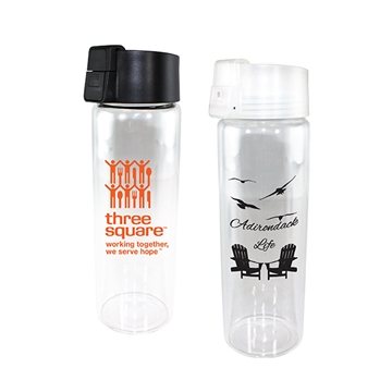 20 oz Durable Clear Glass Bottle with Flip Top Lid