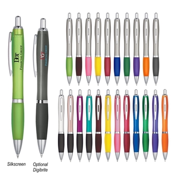 aerial view a group of satin curvy click ballpoint pen - promotional pens, image 1 of 10