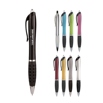 aerial view a group of luminesque black ink click ballpoint pen, image 1 of 2