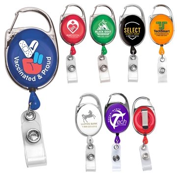 30" Cord Retractable Carabiner Style Badge Reel And Badge Holder