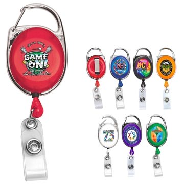 Promotional 30 Cord Retractable Carabiner Style Badge Reel & Badge Holder