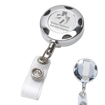 Promotional 32 Cord Round Chrome Solid Metal Sport Retractable Badge Reel  And Badge Holder With Laser Imprint $3.14