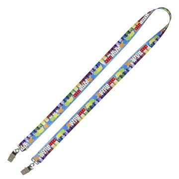 3/4 Width Dual Attachment Super Soft Polyester Multi - Color Sublimation Lanyard