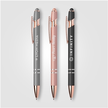 aerial view a group of ellipse rose gold stylus pen, image 1 of 6