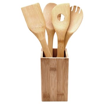 5 Piece Bamboo Kitchen Tool Tensils Set