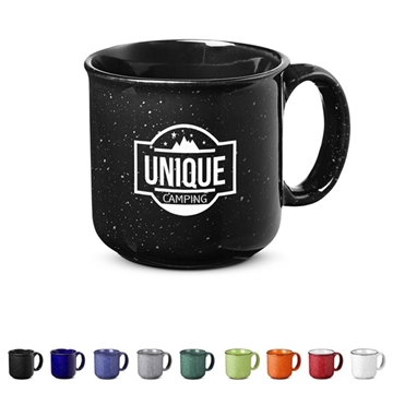a group of 15oz classic speckled campfire ceramic mug