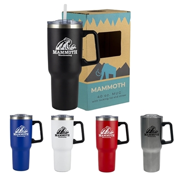 a group of mammoth 40 oz vacuum insulated tumbler with handle and straw