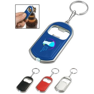 a group of bottle opener plastic key chain with led light