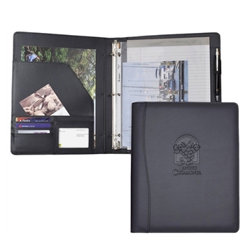 aerial view a black letter size padfolio w /3 ring binder, image 1 of 3