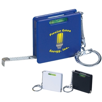 a group of square level keychain tape measure
