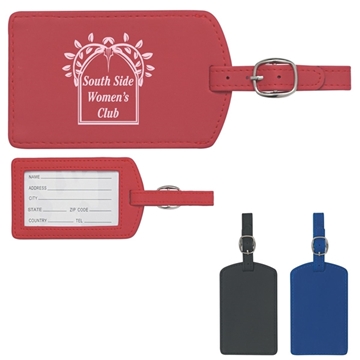 aerial view a group of toscano soft touch pleather luggage tag, image 1 of 4