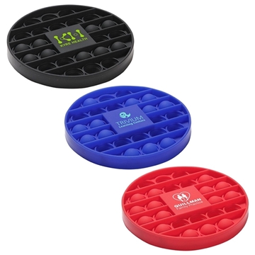 aerial view a group of promotional custom push pop it round bubble game, image 1 of 2
