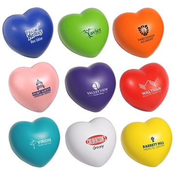 aerial view a group of heart squeezie stress ball reliever, image 1 of 2