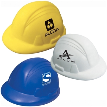 Construction Hard Hat Stress Reliever (Yellow, Blue, Or White)