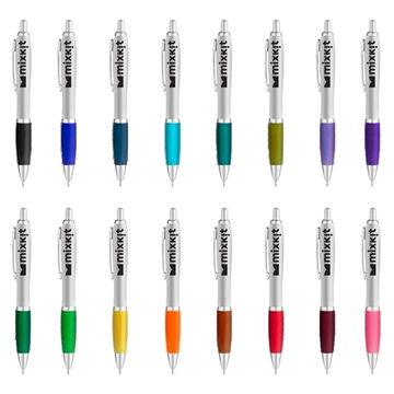 Curvaceous Silver Matte Click Ballpoint Pen