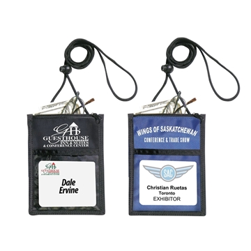 420D Polyester 5 Function Tradeshow Badgeholder And Neck Wallet
