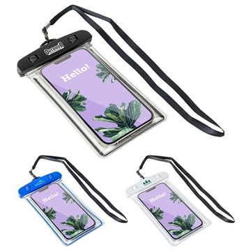 aerial view a group of voyage waterproof phone pouch, image 1 of 2