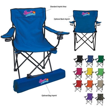 Heavy - Duty Folding Chair with Dual Cup Holders and Carrying Bag