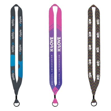 3/4" Dye-Sublimated Lanyard with Metal Crimp & Metal Split-Ring
