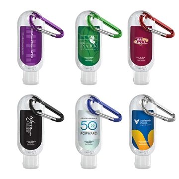 1.9 oz Clear Sanitizer In Clear Bottle With Carabiner