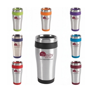 16 oz BPA-Free Plastic Blue Monday Steel Tumbler With Color Trim - 16 Oz.