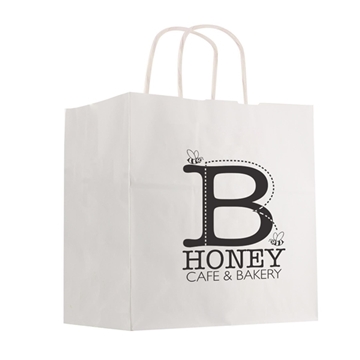 Kraft Paper White Shopping Bag - 10 x 10