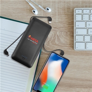 Charge All 10k - 10000 MAh Power Bank With Integrated Charging Cables And AC Plug