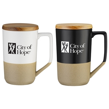 15 oz Ceramic Mug Wood Lid