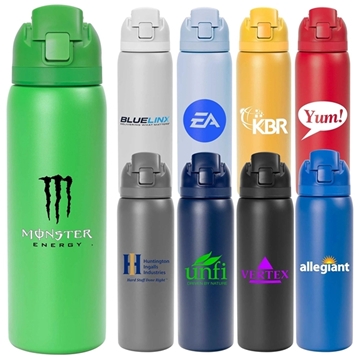 Solid 27 oz Stainless Steel Pop Straw Bottle