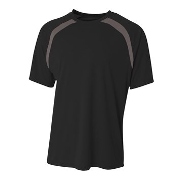 A4 Mens Spartan Short Sleeve Color Block Crew Neck T - Shirt