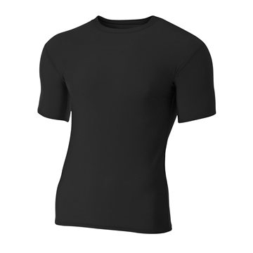 A4 NB3130 Youth Short Sleeve Compression Crew - Black - L