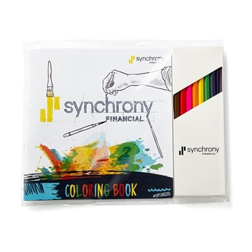 Promotional Deluxe Adult Coloring Book And 8-Color Pencil Set