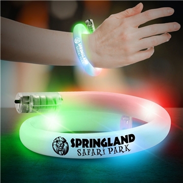 Flashing Coil Tube Bracelet - White plastic with multi color LEDs