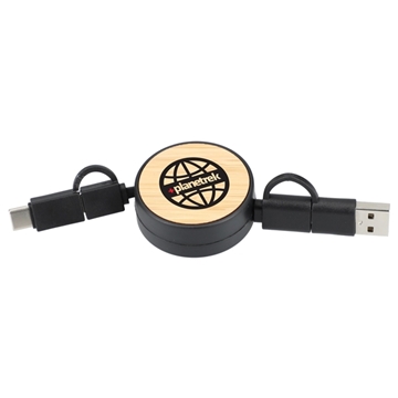 FSC(R) 100 Bamboo Retractable 5- in -1 Charging Cable